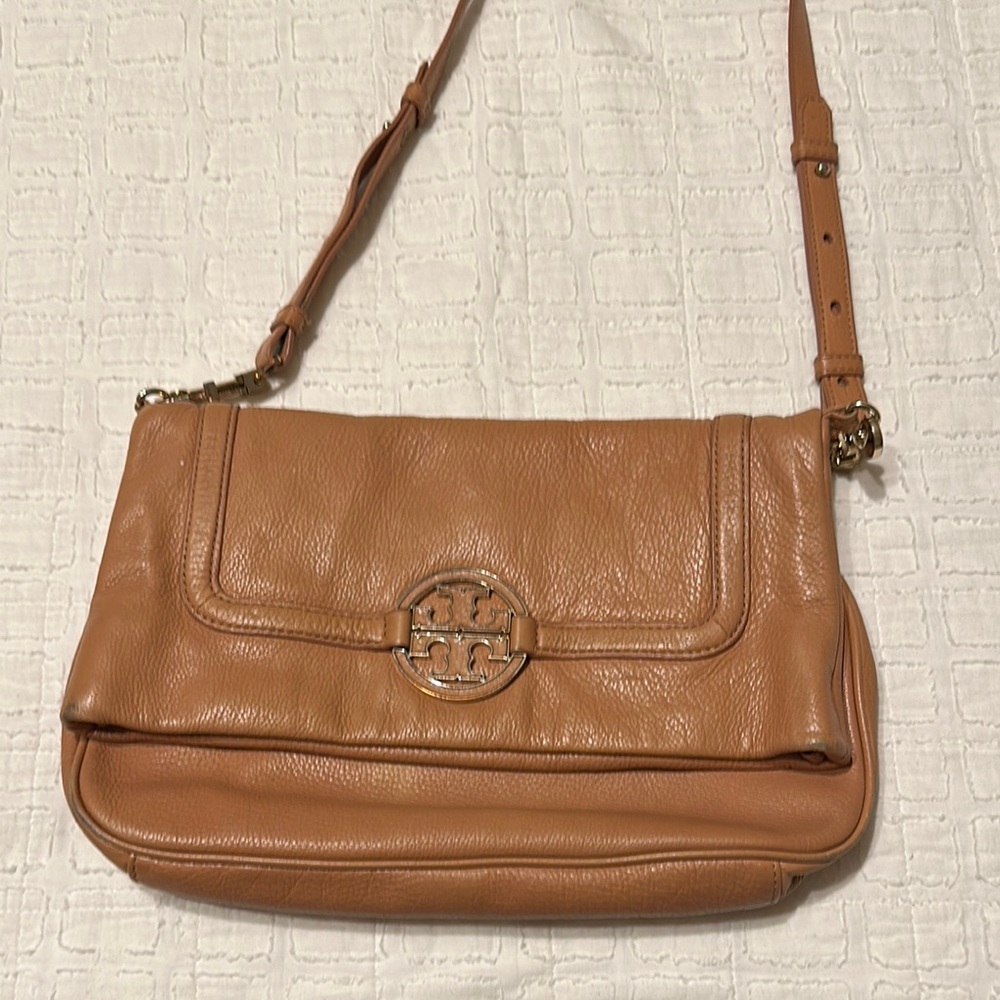 Tory Burch Amanda Tan foldover crossbody messenger shoulder Bag or clutch